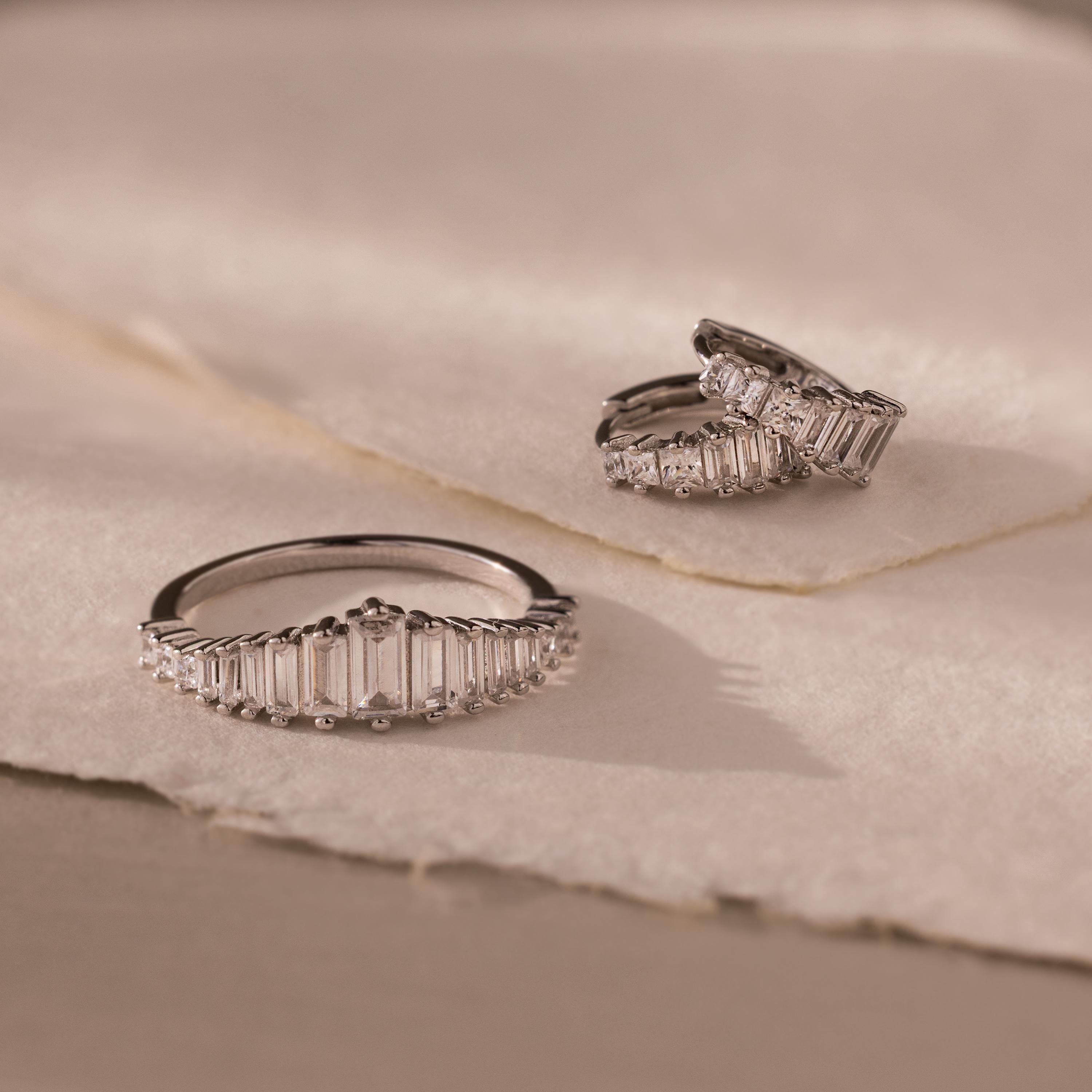 Art Deco Diamond Earrings & Ring Set