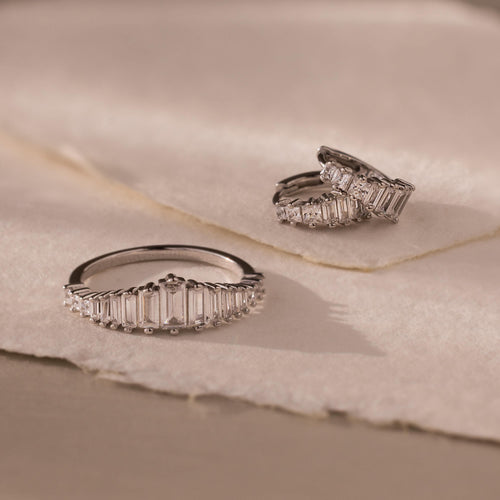 Art Deco Diamond Earrings & Ring Set