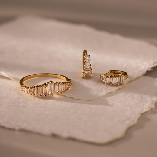 Art Deco Diamond Earrings & Ring Set