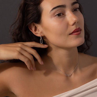 Linked Charm Necklace and Earrings Set