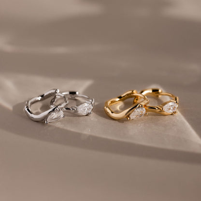 Organic Diamond Teardrop Hoops