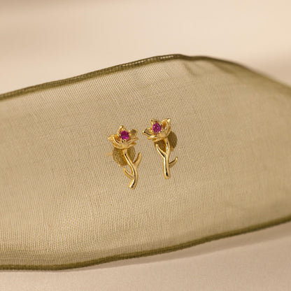 Birth Flower Stud Earrings