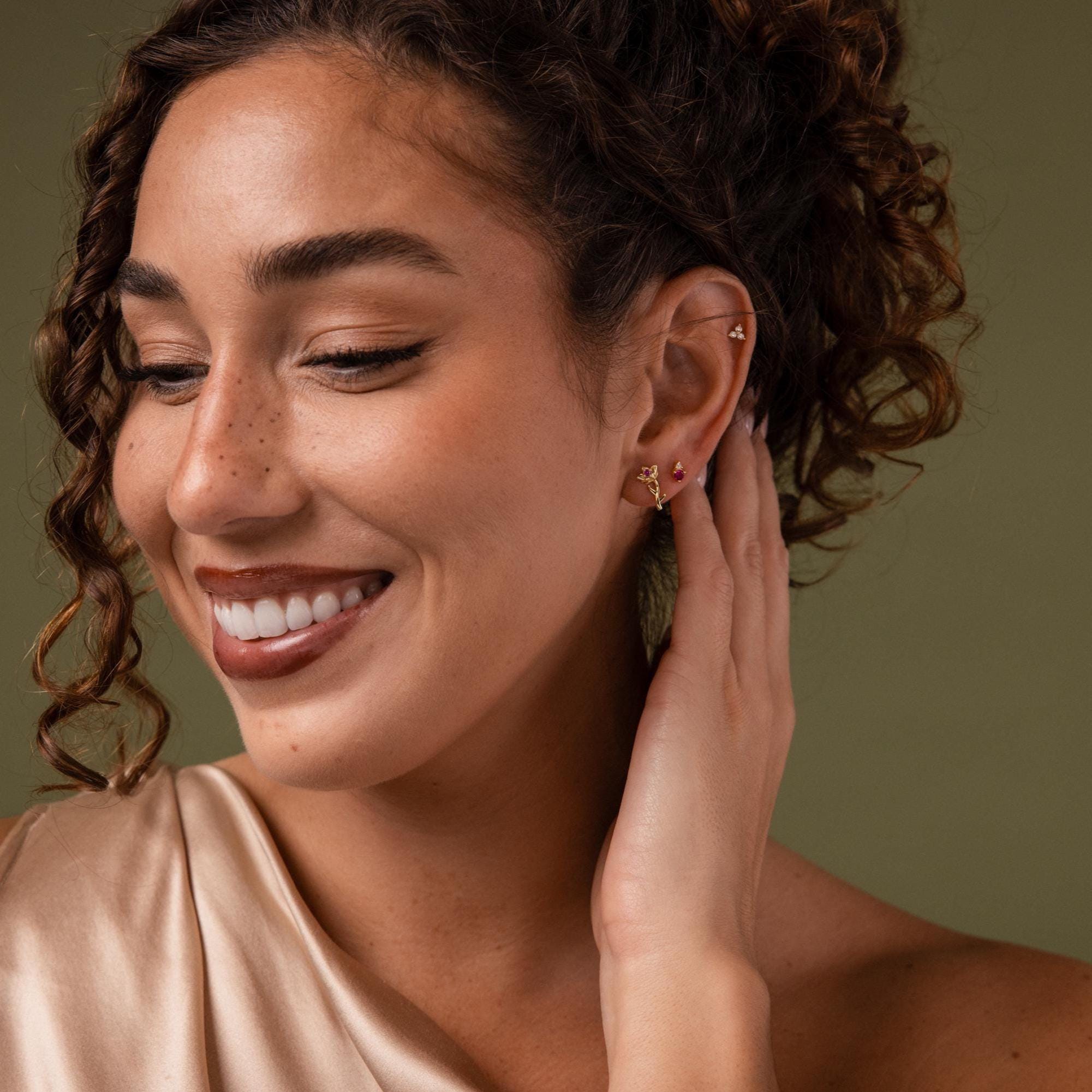 Birth Flower Stud Earrings