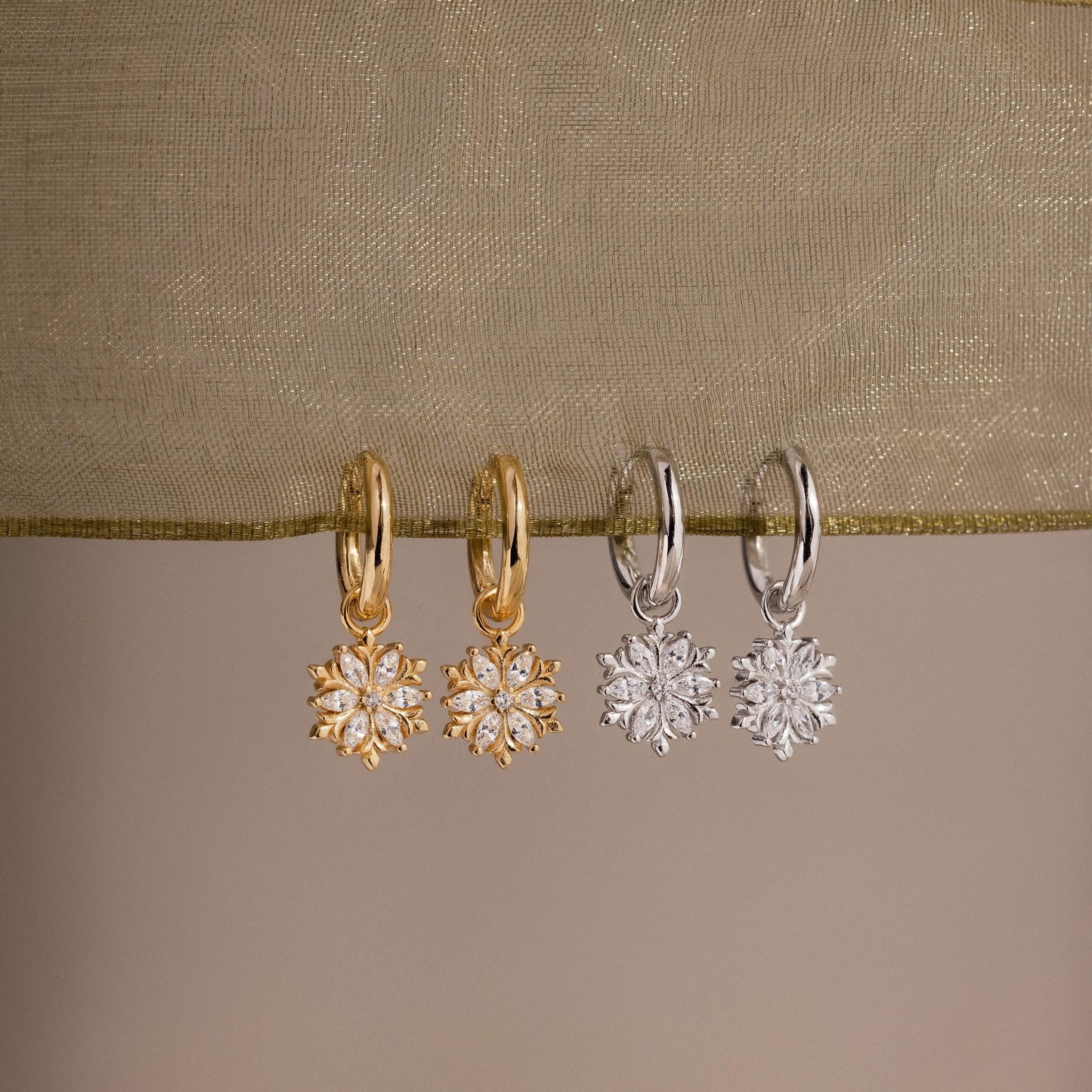 Diamond Poinsettia Hoops
