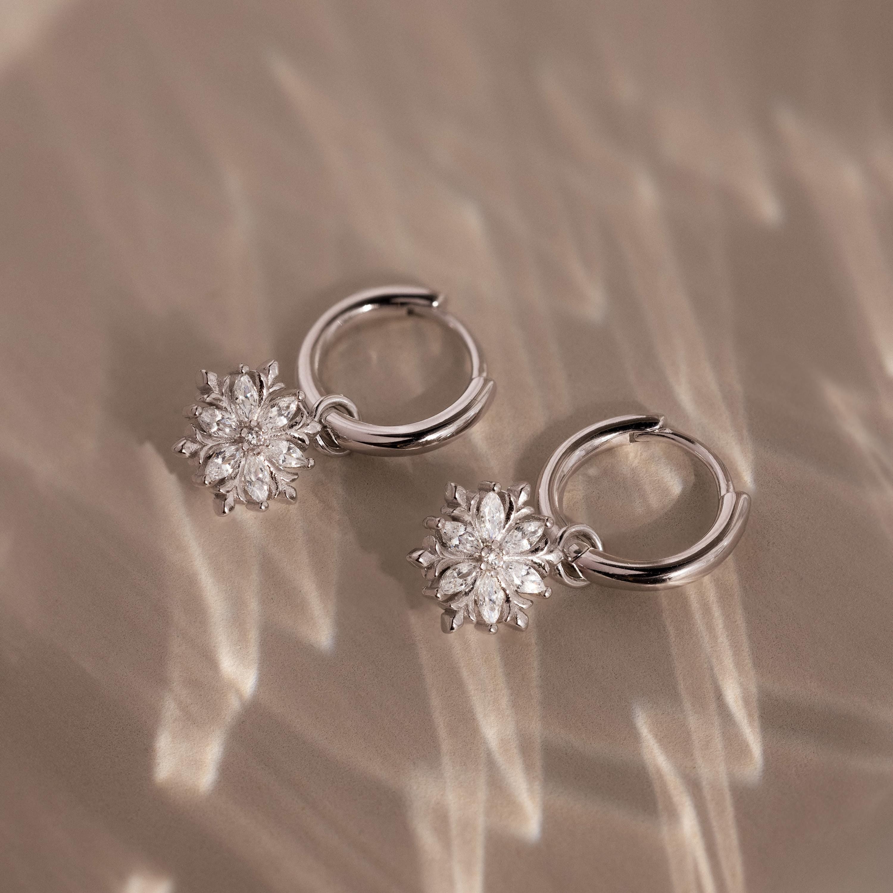 Diamond Poinsettia Hoops