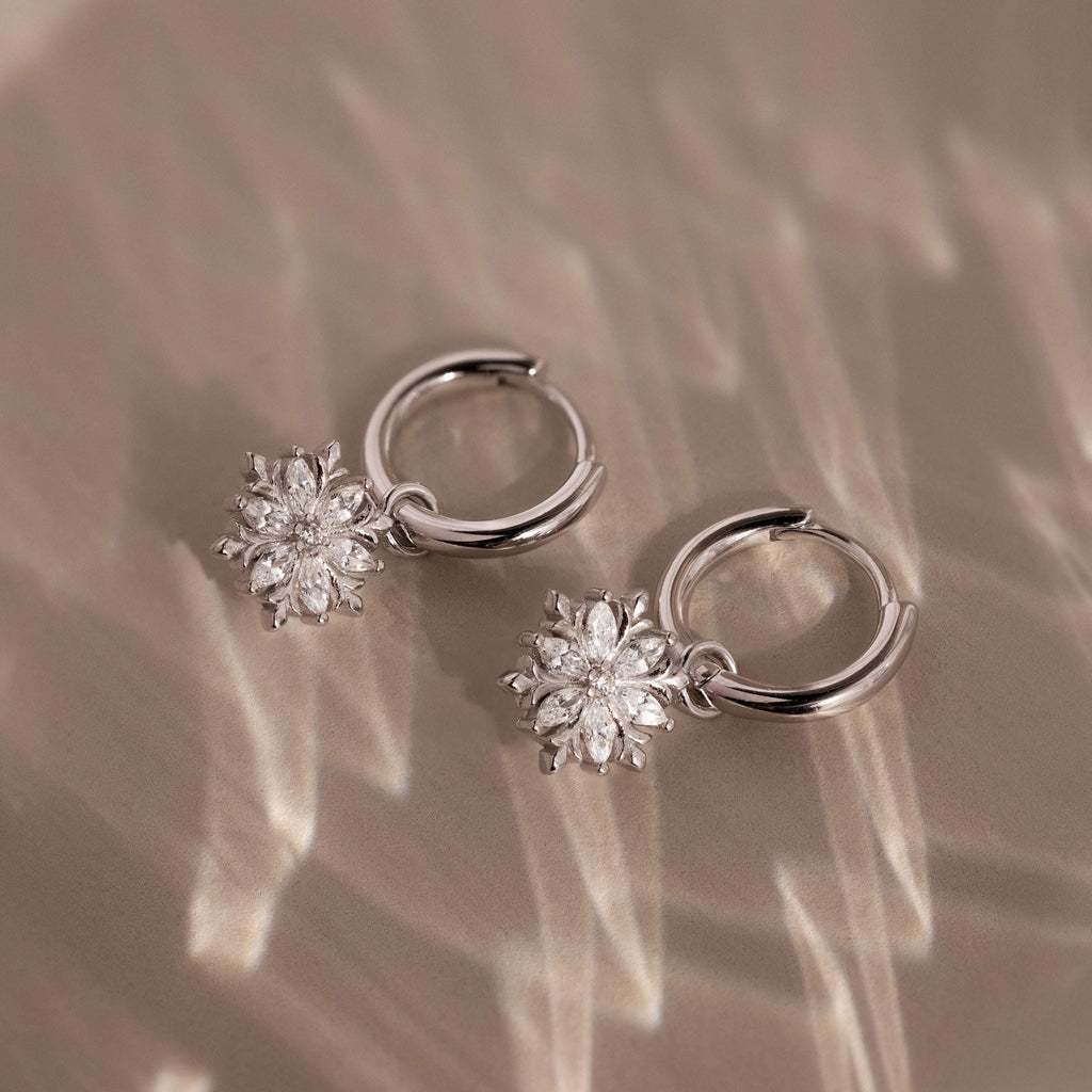 Diamond Poinsettia Hoops