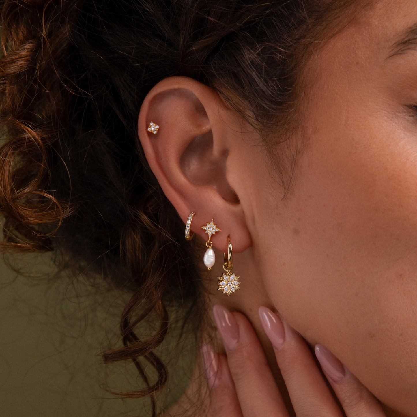 Diamond Poinsettia Hoops