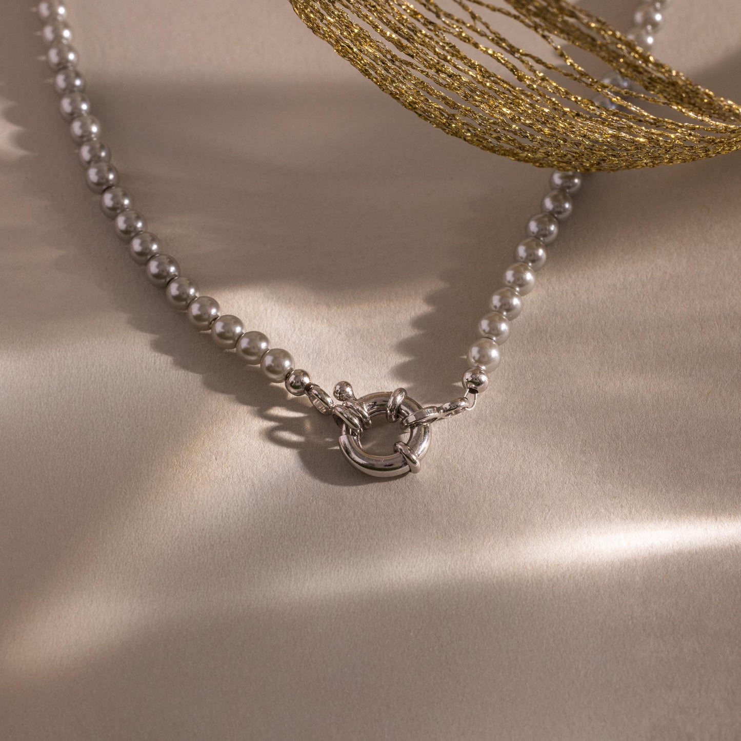 Grey Pearl Charm Necklace