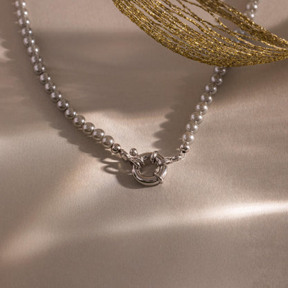 Grey Pearl Charm Necklace