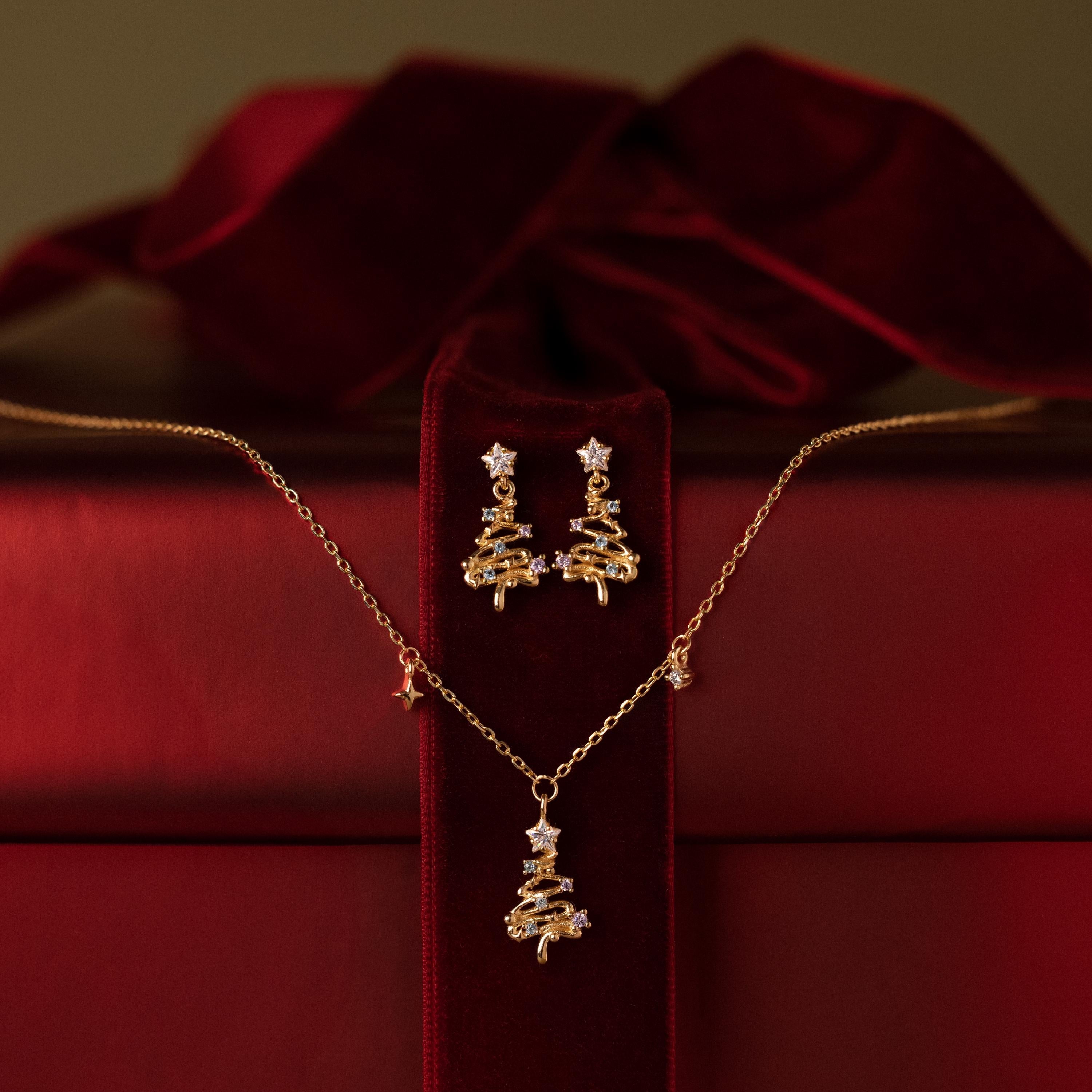 Holiday Diamond Tree Necklace