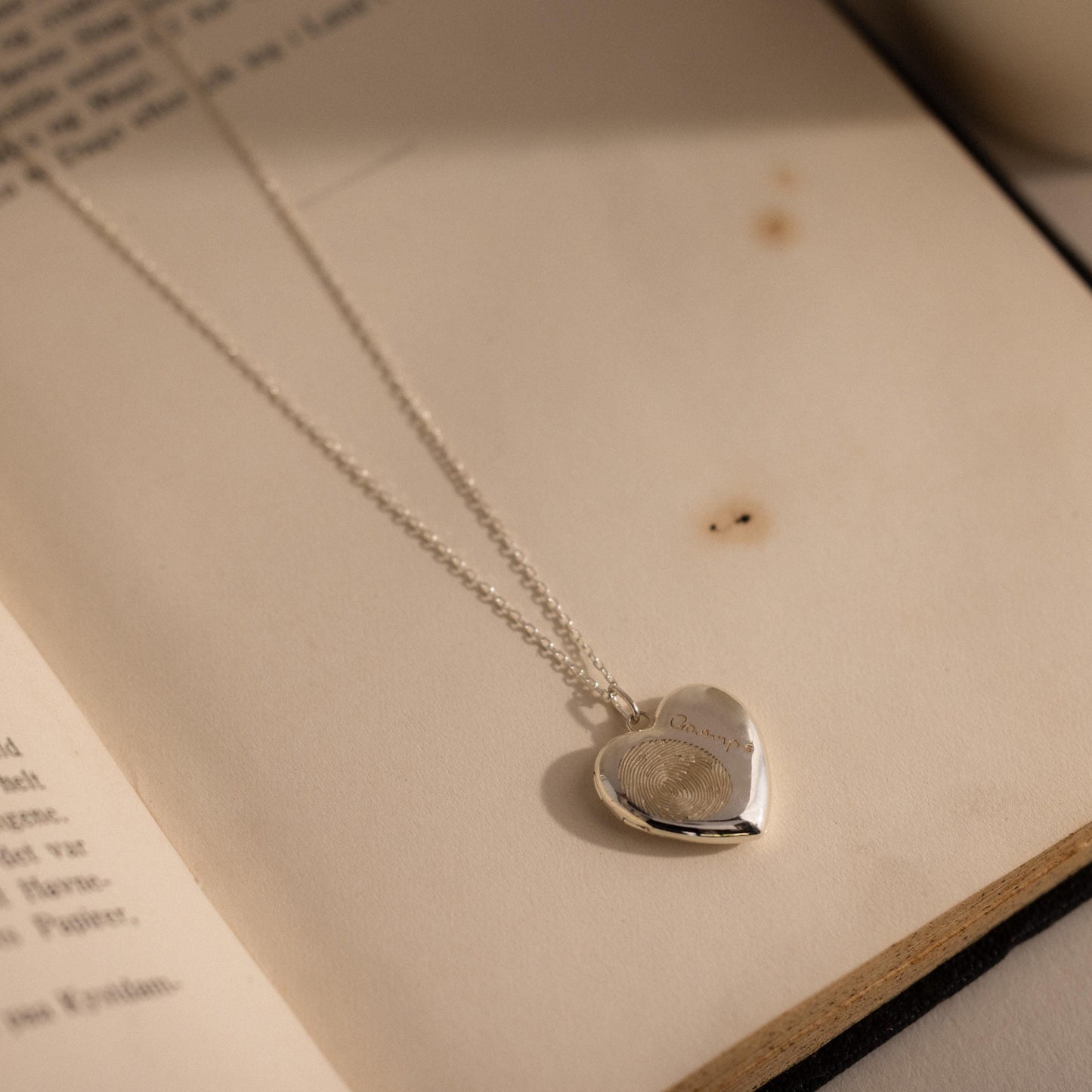 Fingerprint Heart Locket Necklace