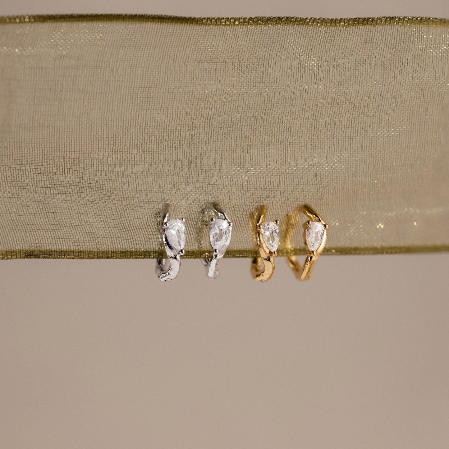 Organic Diamond Teardrop Hoops
