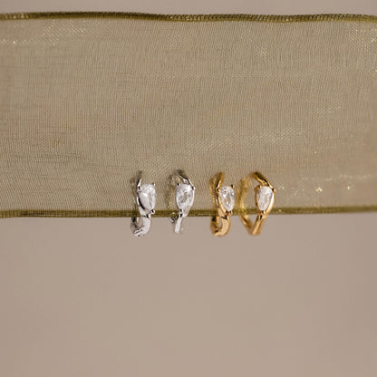 Organic Diamond Teardrop Hoops