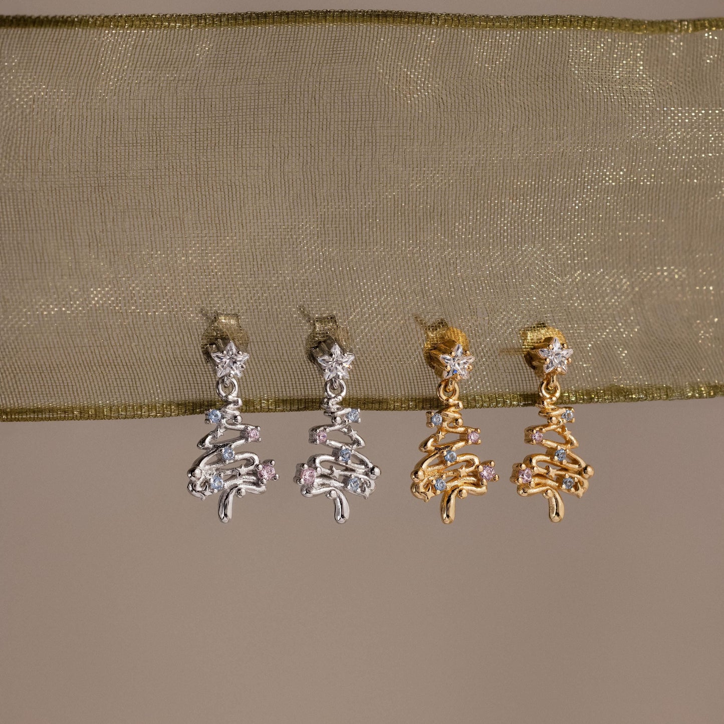 Holiday Diamond Tree Studs