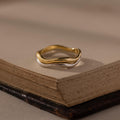Mixed Metal Wave Ring Set