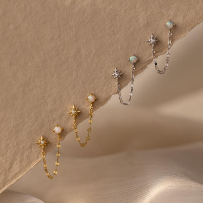 Opal & Star Duo Chain Studs