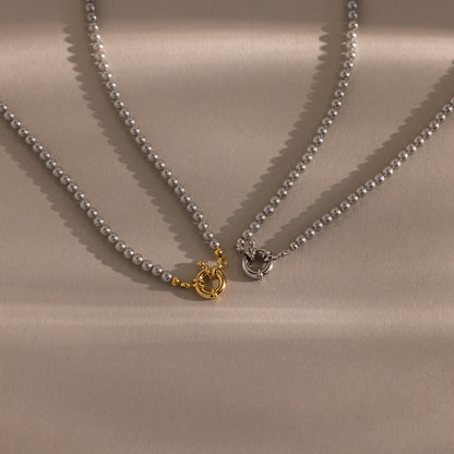 Grey Pearl Charm Necklace