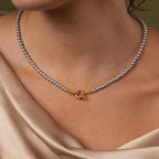 Grey Pearl Charm Necklace