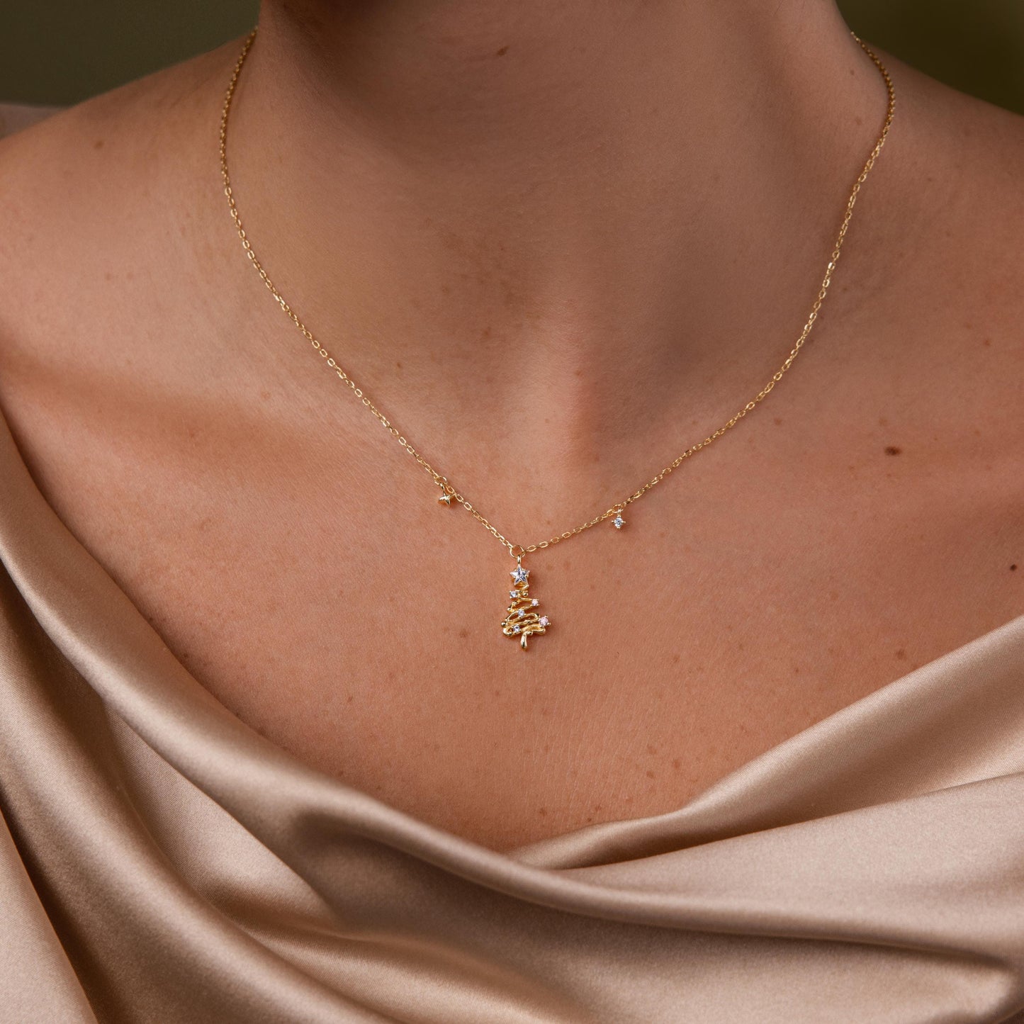 Holiday Diamond Tree Necklace