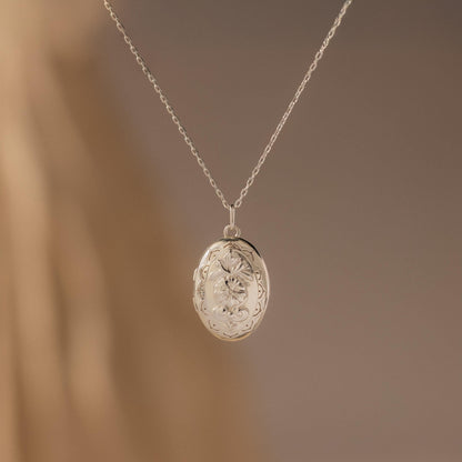 Floral Handwriting Locket Necklace