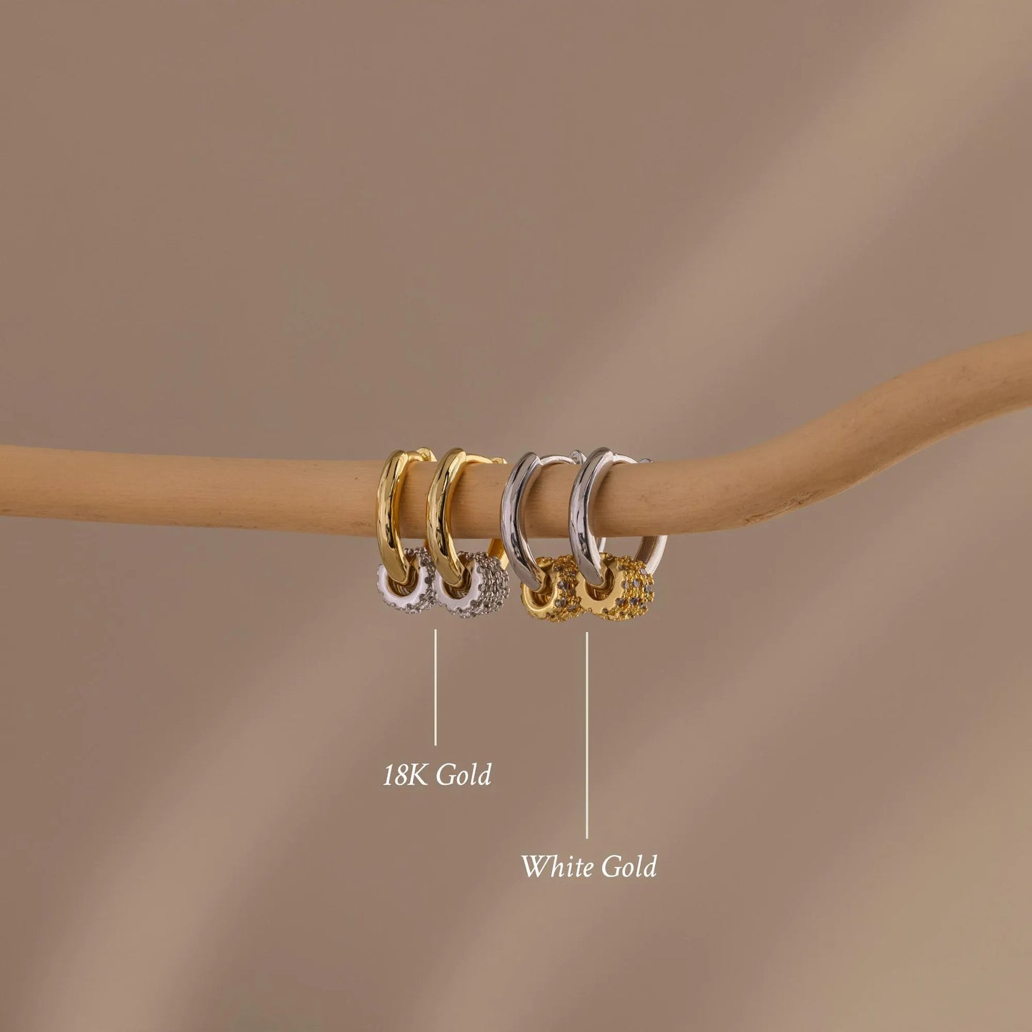 Mixed Metal Pave Hoops