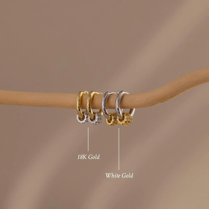 Mixed Metal Pave Hoops