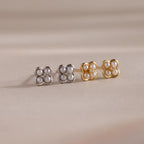 Rounded Pearl Flower Studs