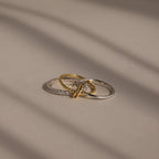 Pave Mixed Metal Linked Ring Set