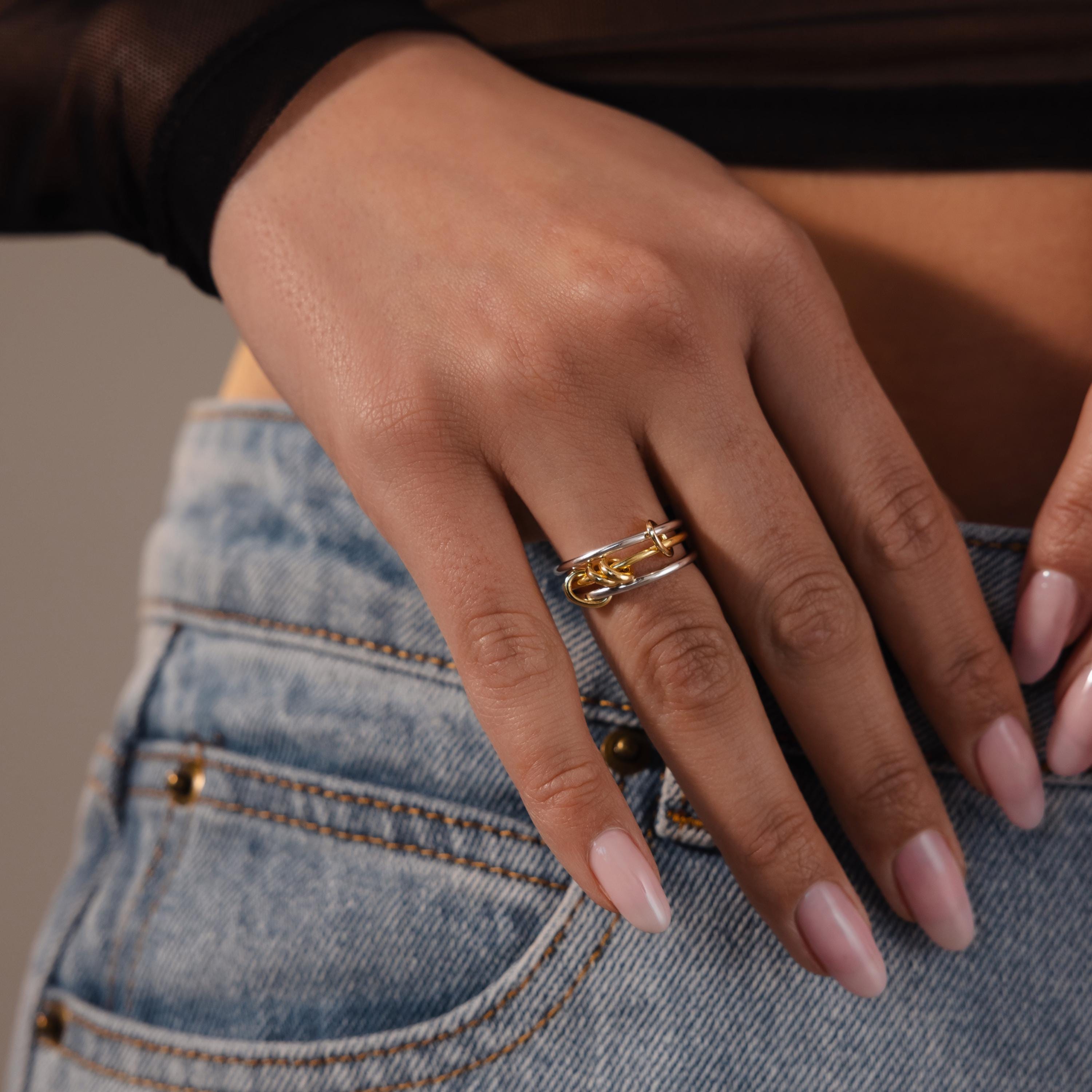 Mixed Metal Linked Ring Set