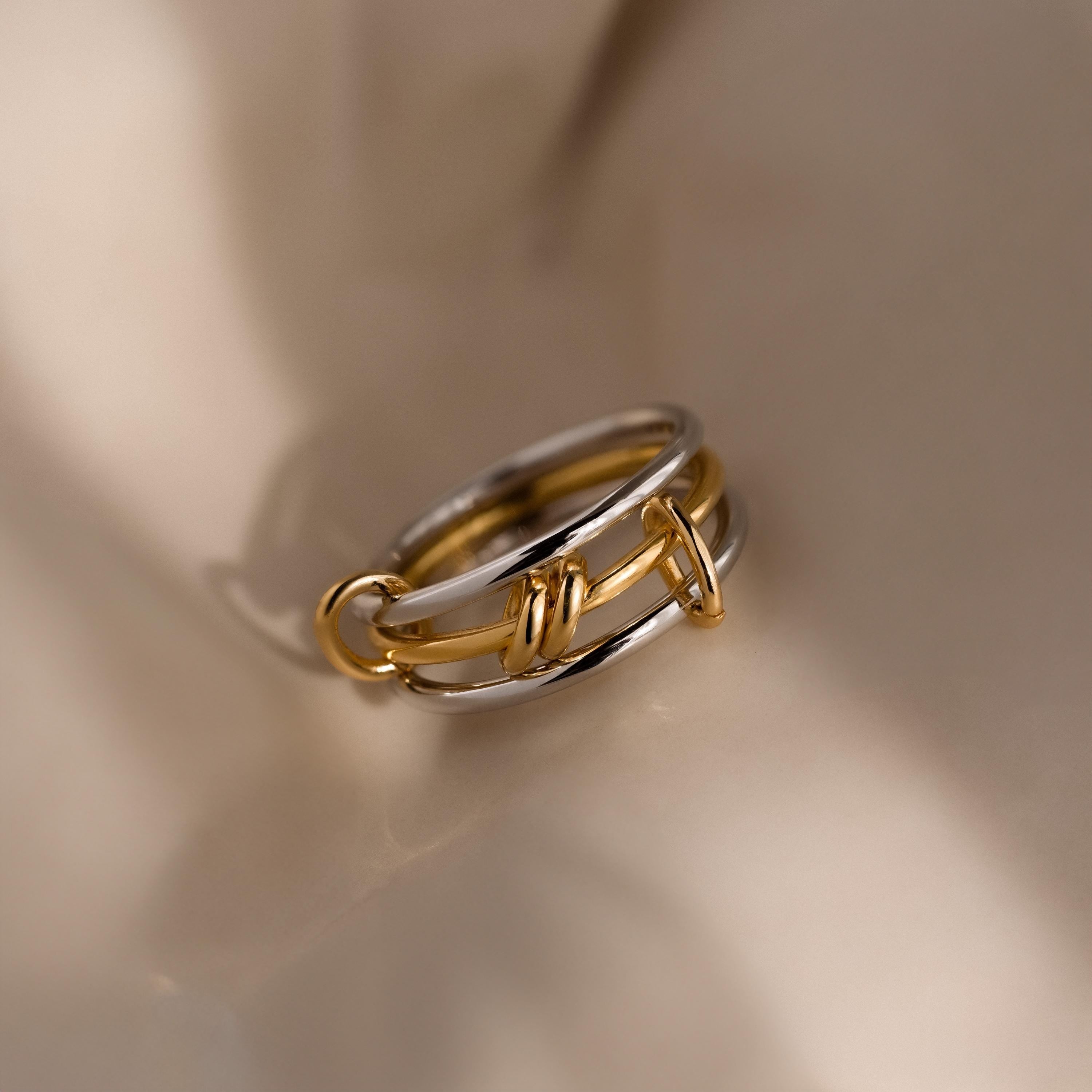 Mixed Metal Linked Ring Set