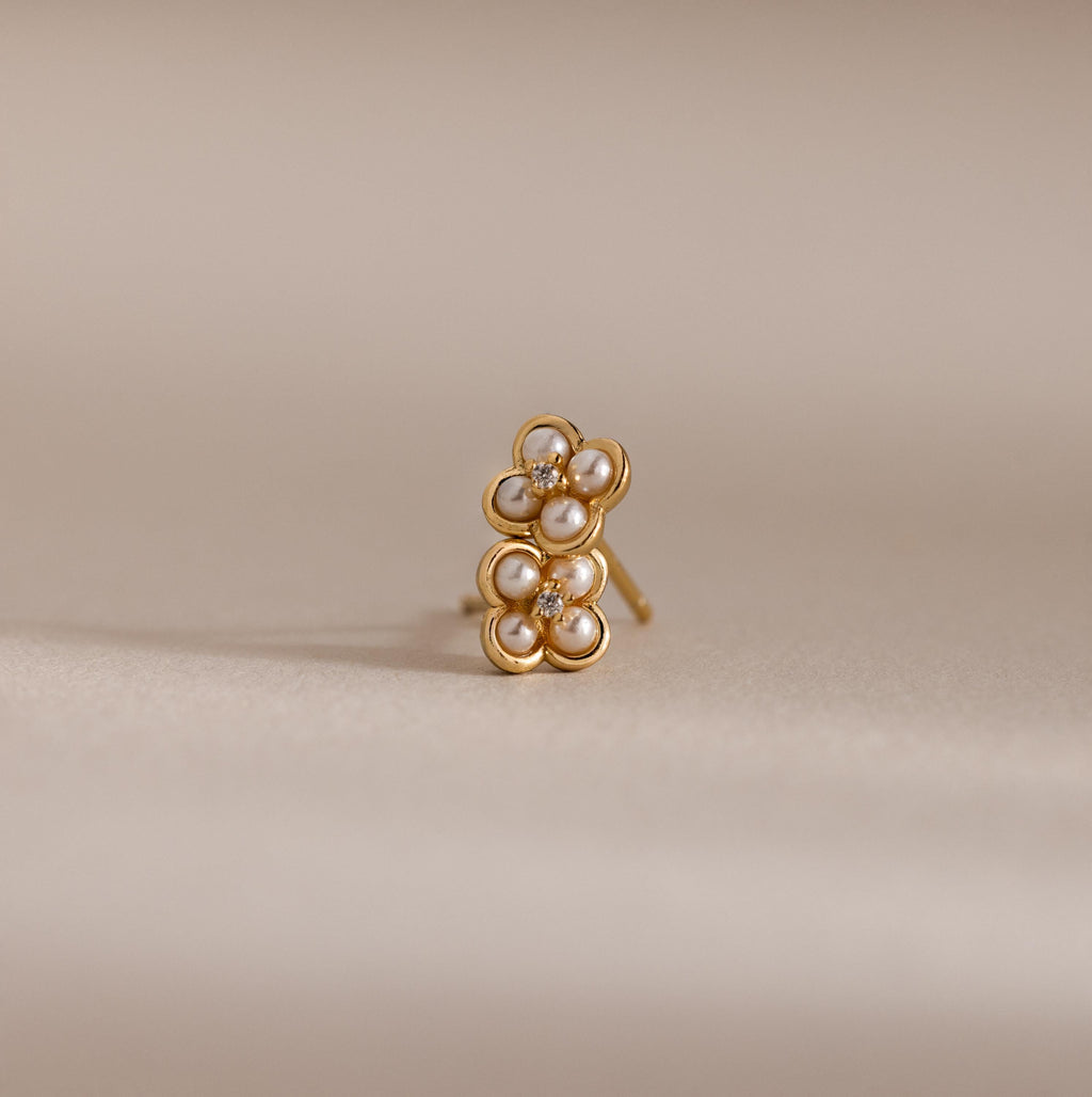 Rounded Pearl Flower Studs