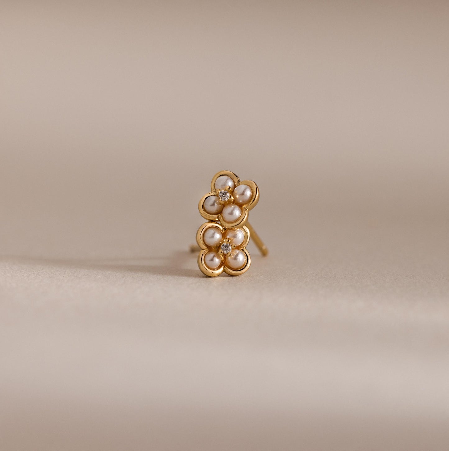 Rounded Pearl Flower Studs