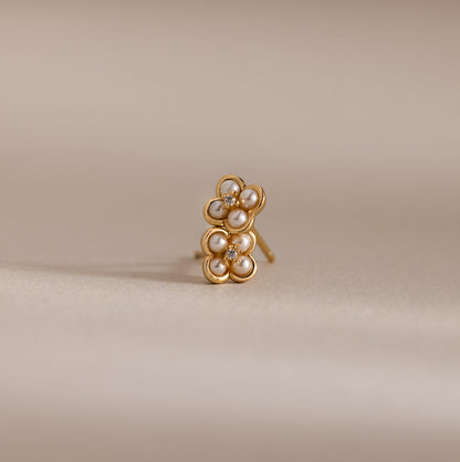 Rounded Pearl Flower Studs