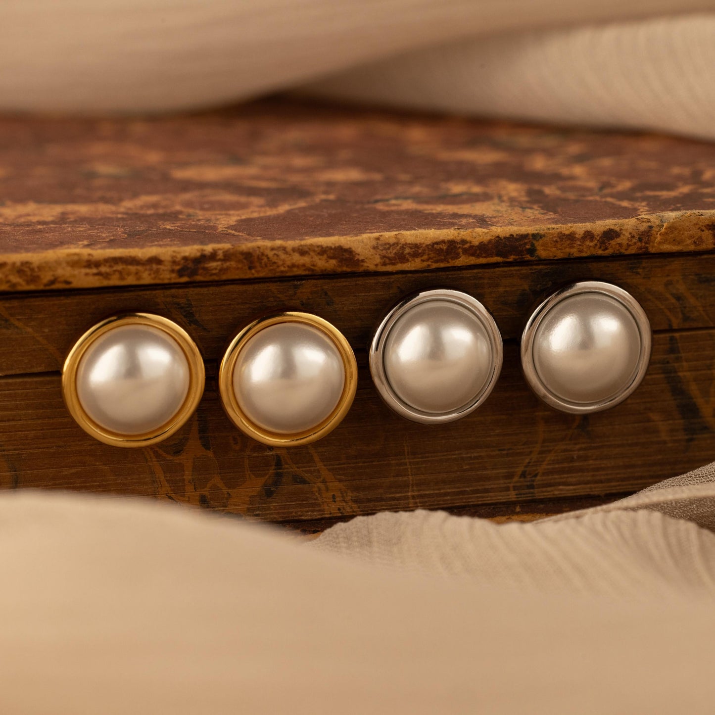 Pearl Bezel Studs