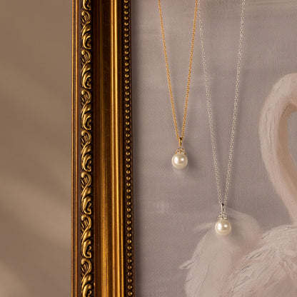Diamond Halo Pearl Necklace