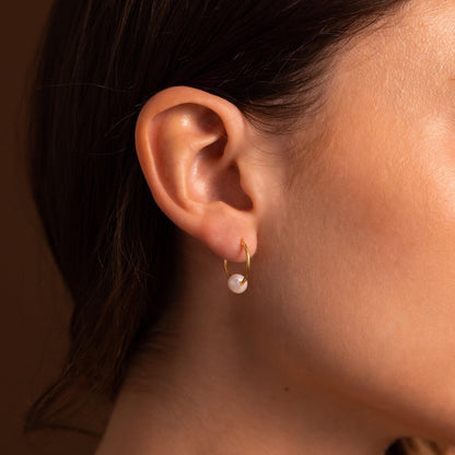 Round Pearl Hoops
