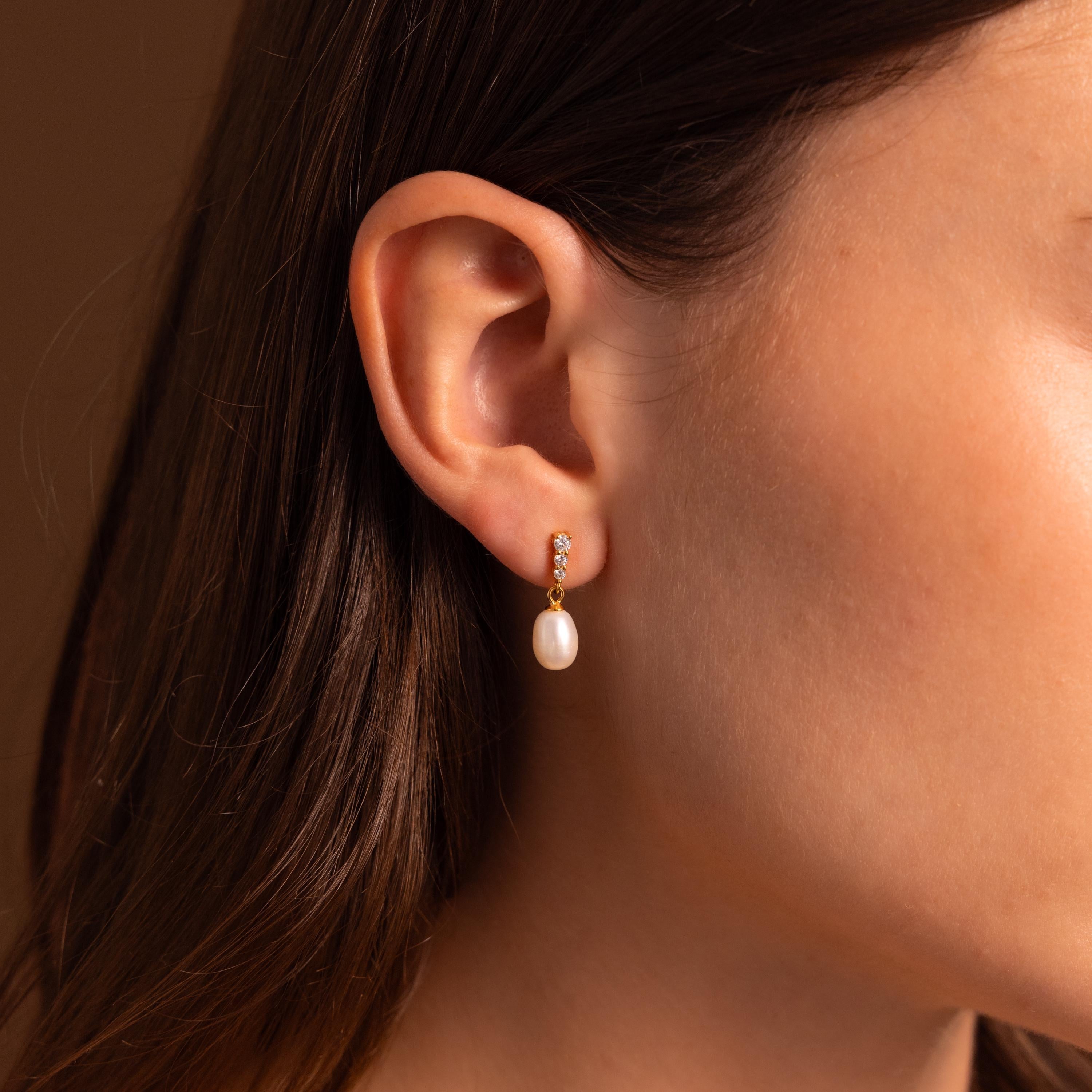 Diamond Pearl Droplet Earrings