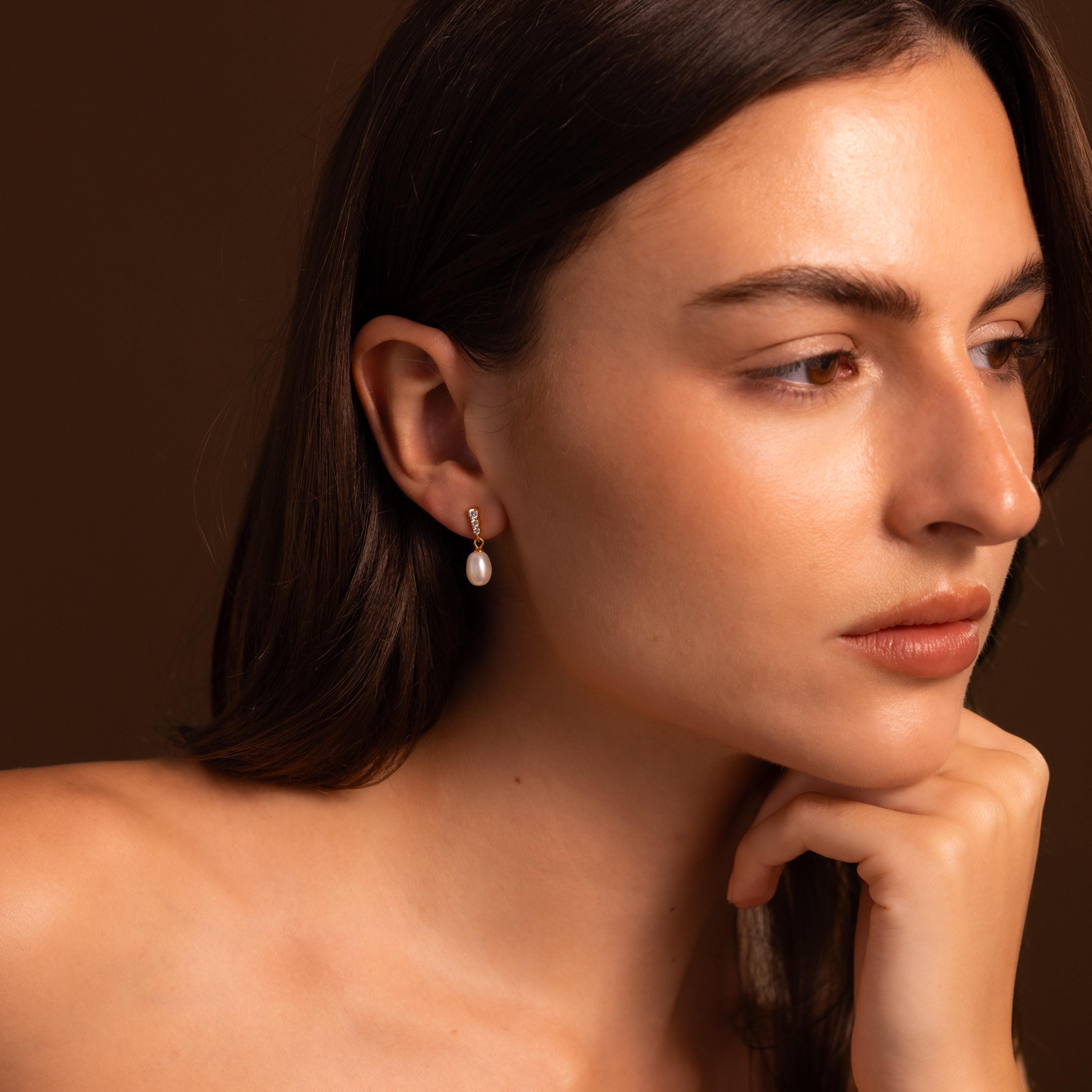 Diamond Pearl Droplet Earrings