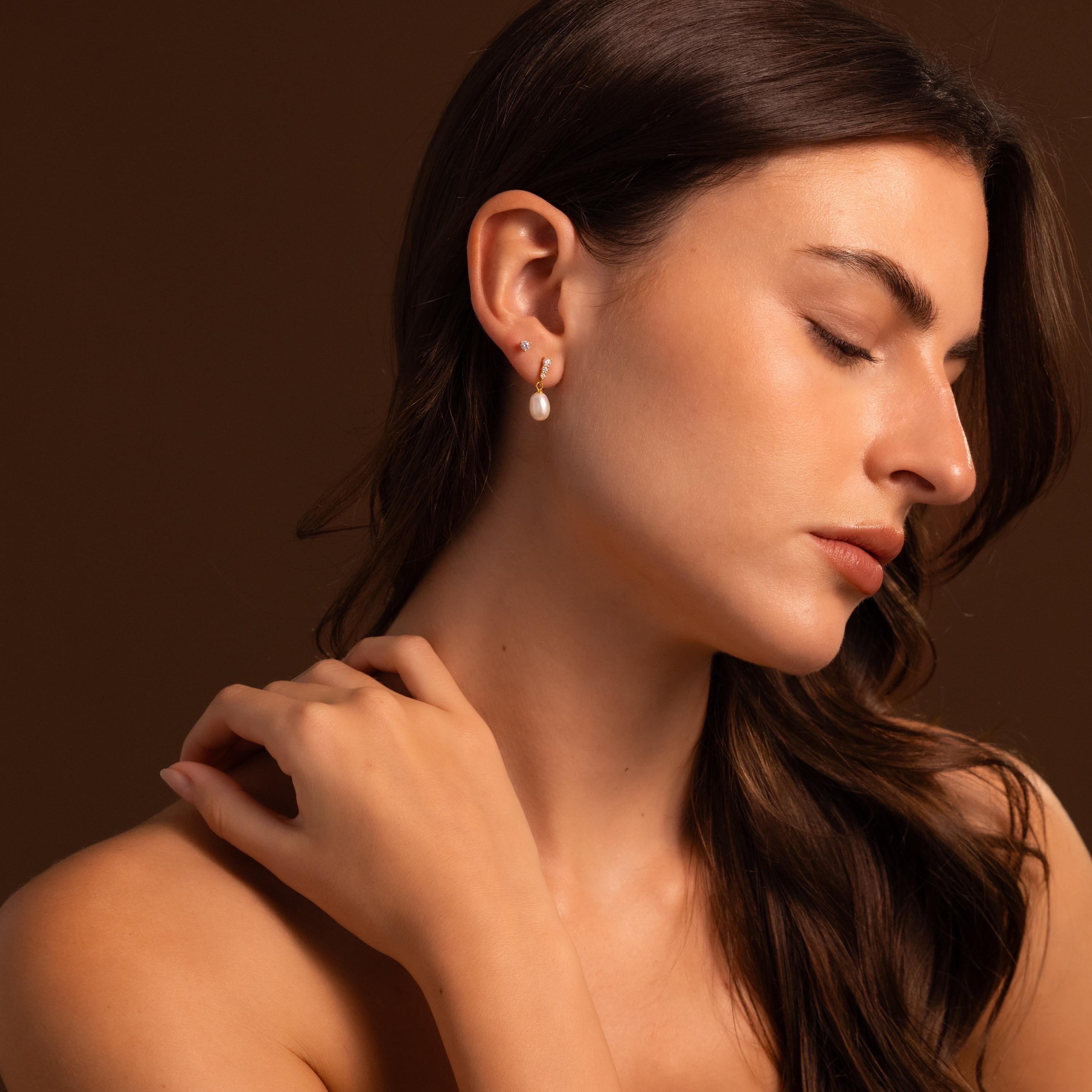 Diamond Pearl Droplet Earrings