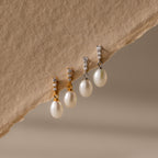 Diamond Pearl Droplet Earrings