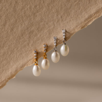Diamond Pearl Droplet Earrings
