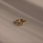 Pave Mixed Metal Linked Ring Set