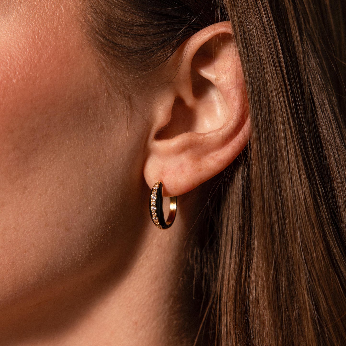 Noir Pave Dome Hoops