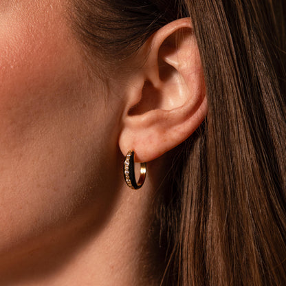 Noir Pave Dome Hoops