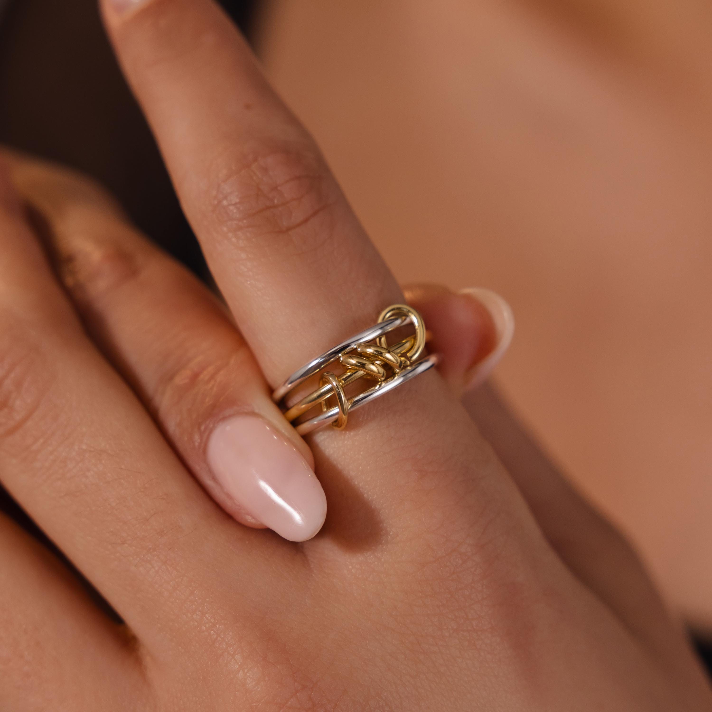 Mixed Metal Linked Ring Set