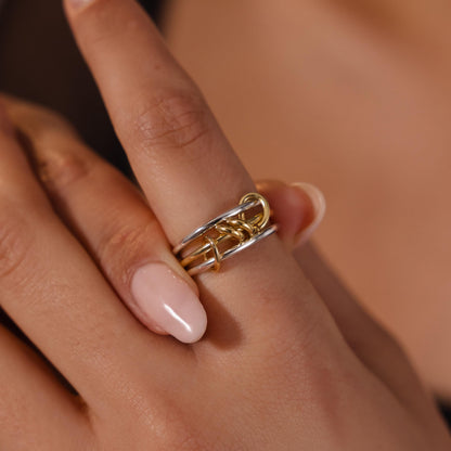 Mixed Metal Linked Ring Set