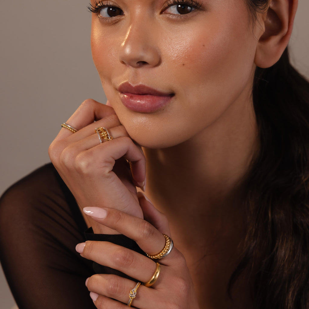Mixed Metal Linked Ring Set
