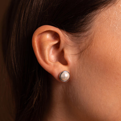 Pearl Bezel Studs