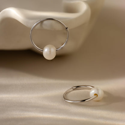 Round Pearl Hoops