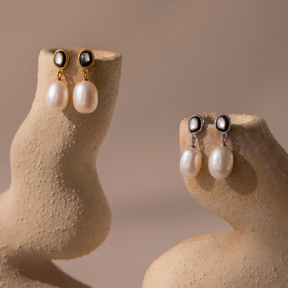 Midnight Pearl Drop Earrings